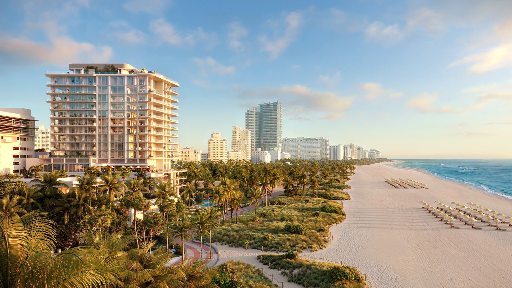 Florida coastal buildings beside the beach